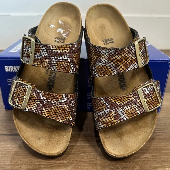 Birkenstock snake print brown Women’s Sandals Size 37/6 - Picture 2 of 6